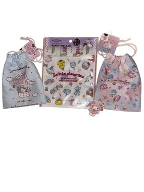 NWT Sanrio Bundle Hello Kitty Friends Characters Twin Stars Mini Drawstring Bags